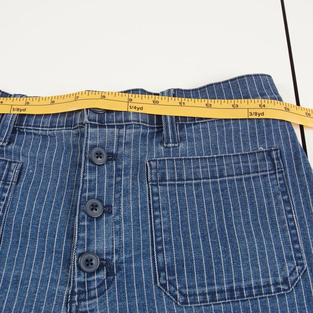 J Crew Patch Pocket Denim Button Herringbone Striped Blue Shorts Womens Sz 28 - Picture 3 of 9